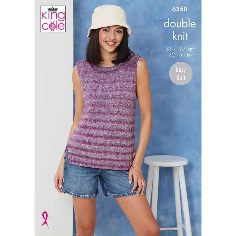 knitting pattern King Cole 6350 - Ladies summer top knitting pattern