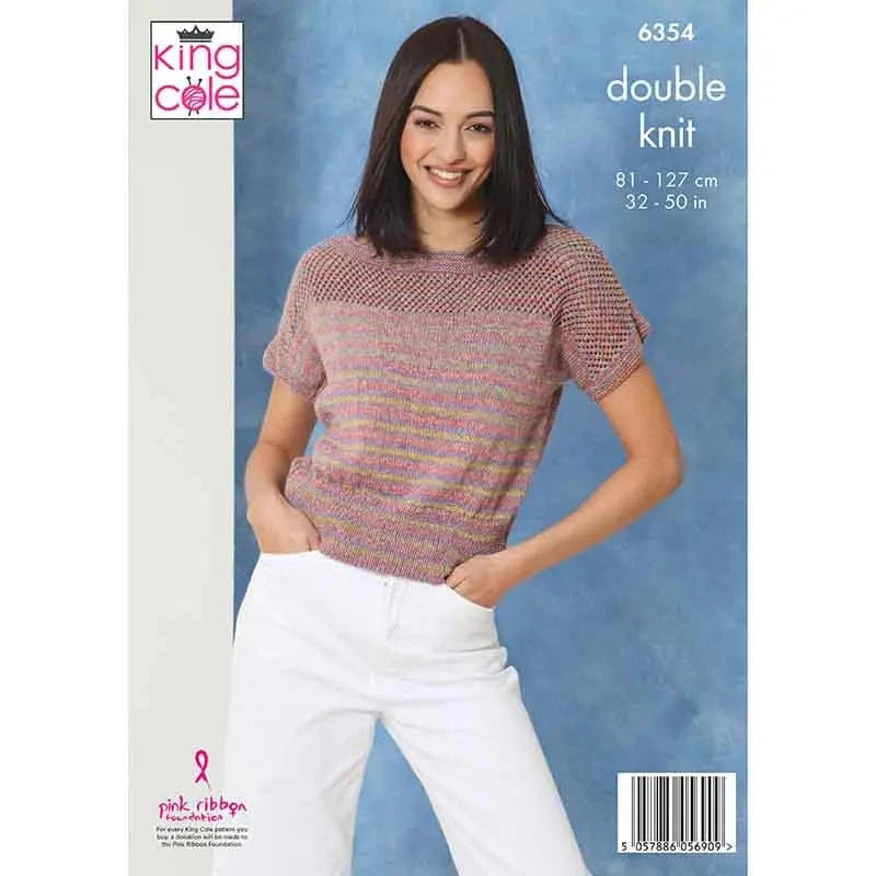 knitting pattern King Cole 6354 - ladies short sleeved top