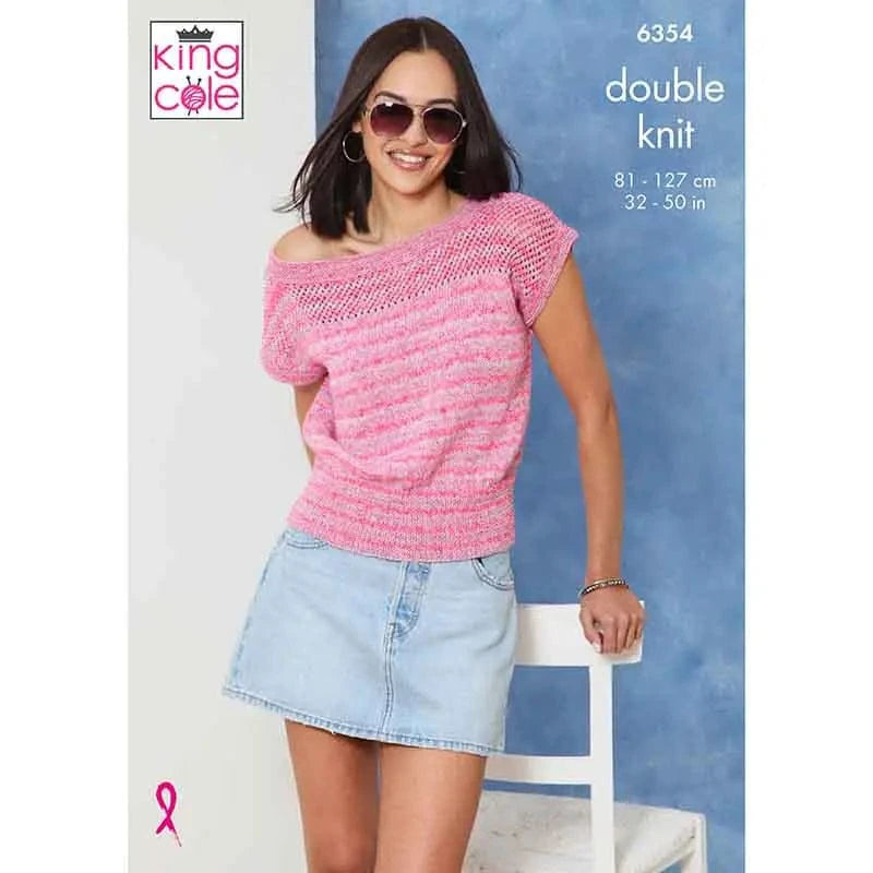 knitting pattern King Cole 6354 - ladies short sleeved top