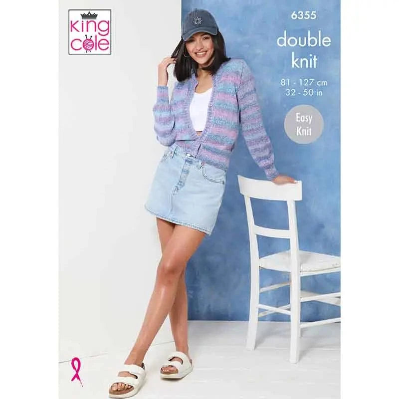 knitting pattern King Cole 6355- ladies cardigan and waistcoat knitting pattern