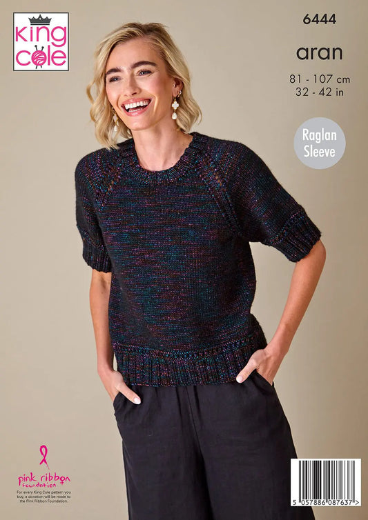 knitting pattern in Aran - King Cole 6444