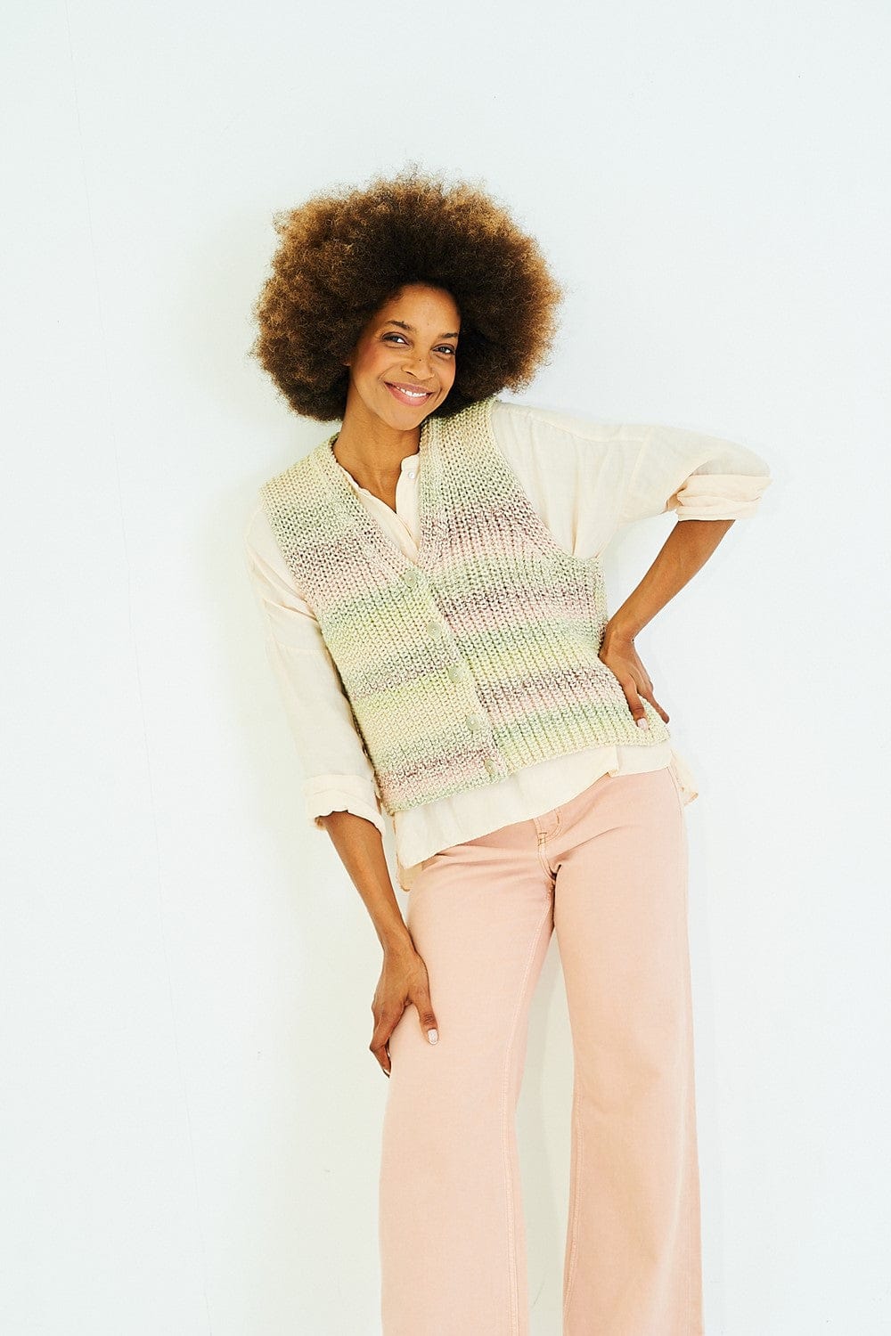 Ladies button down tank top knitting pattern - Stylecraft 10179