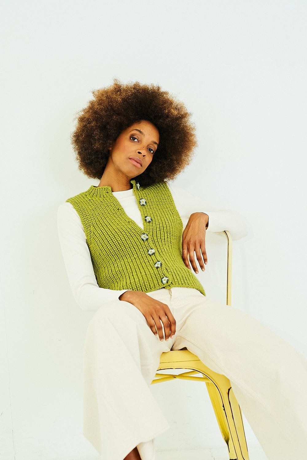 Ladies button down tank top knitting pattern - Stylecraft 10179