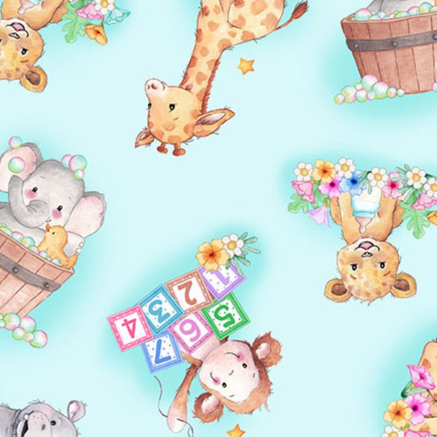 Little ones-pastel blue-QT fabrics