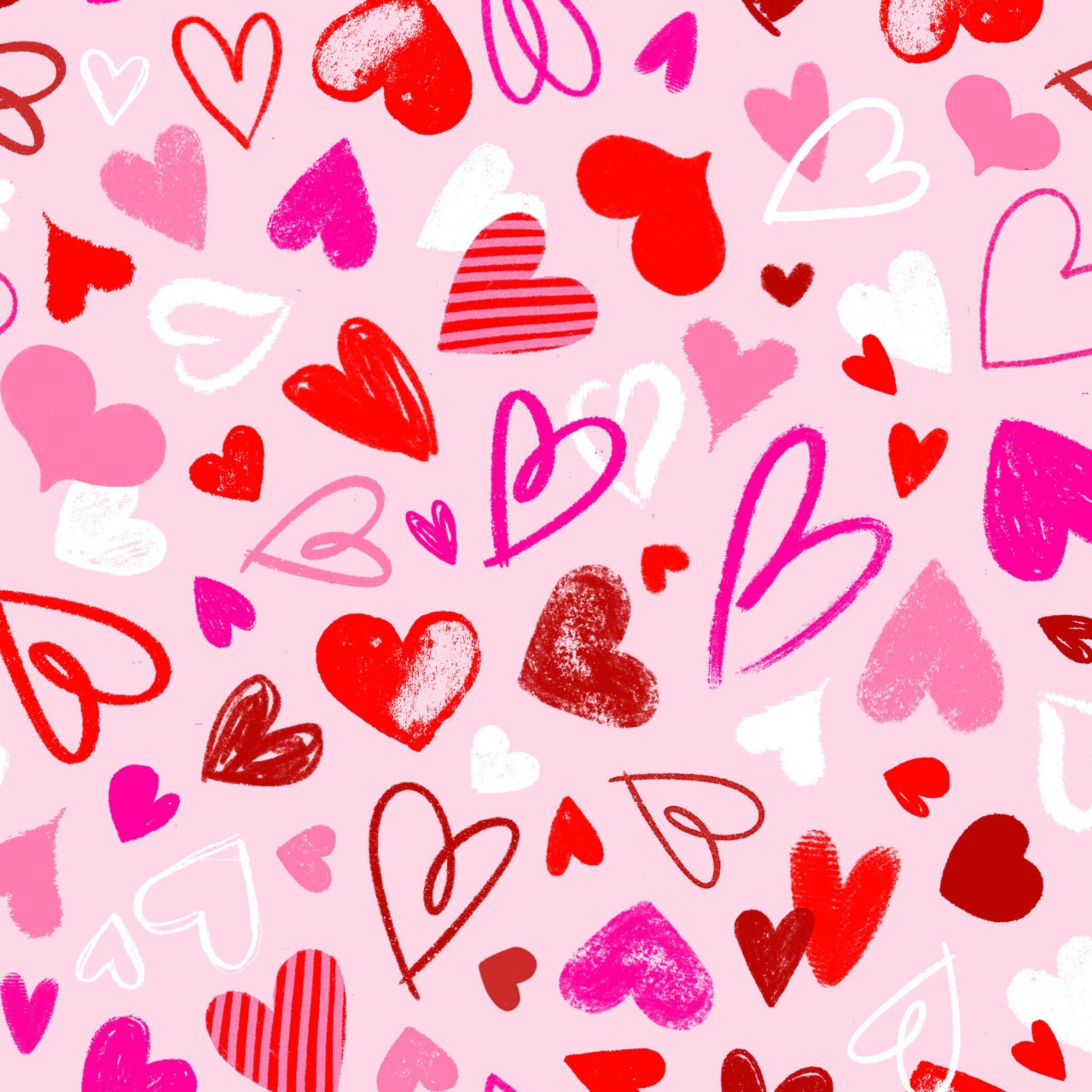 Bright hearts on pink cotton fabric - Je T'aime for Dashwood Studio