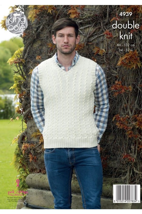 Men's Cricket Slipover & Sweater knitting pattern DK - King Cole 4939