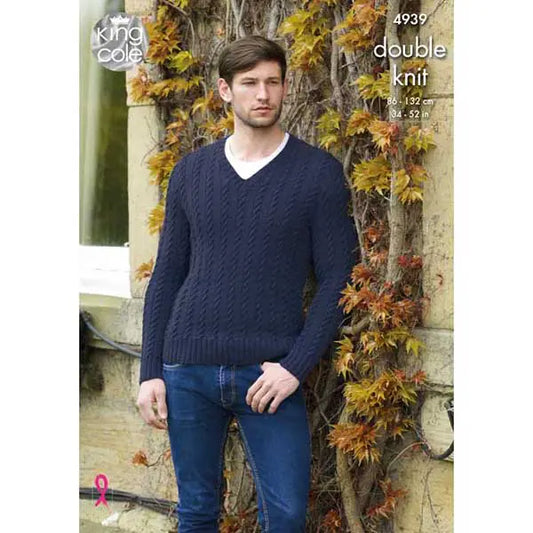 Men's Cricket Slipover & Sweater knitting pattern DK - King Cole 4939