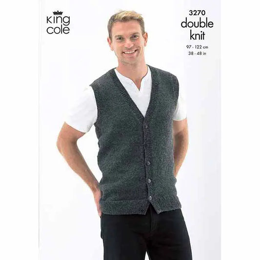 Men's Slipover & Waistcoat knitting pattern DK - King Cole 3270