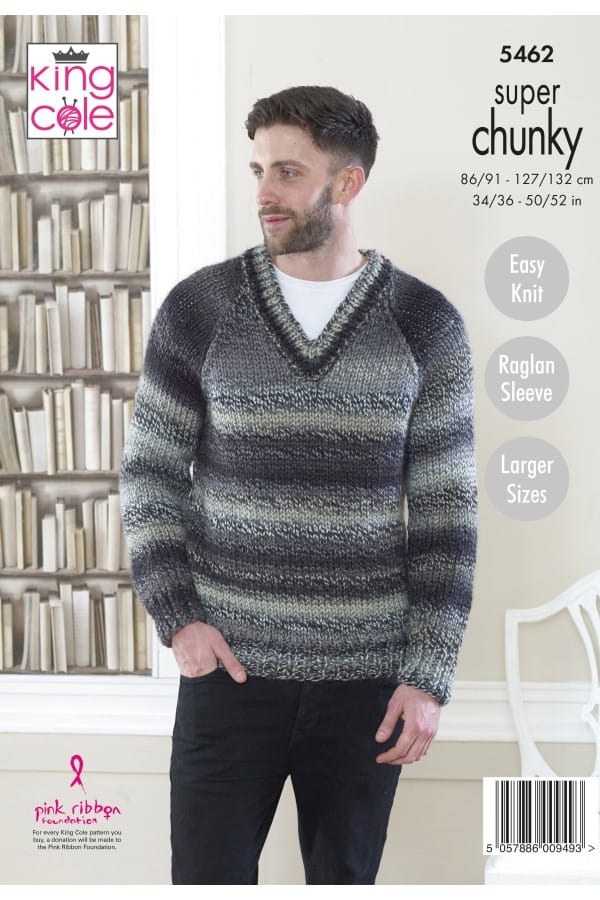 Men's Sweaters knitting pattern super chunky- King Cole 5462