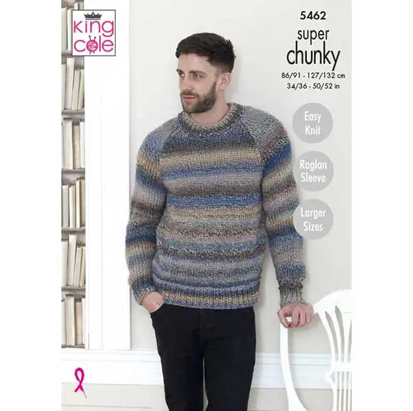 Men's Sweaters knitting pattern super chunky- King Cole 5462