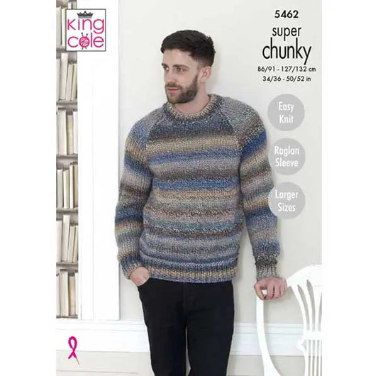Men's Sweaters knitting pattern super chunky- King Cole 5462