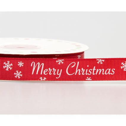 ribbon Merry Christmas red grosgrain ribbon - Reel Chic