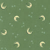 Moon on moss green brushed cotton - Over the rainbow cozy cotton by Robert Kaufman