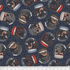 Fabric Moths on dark navy cotton fabric - Fawn'd of You - P & B Textiles