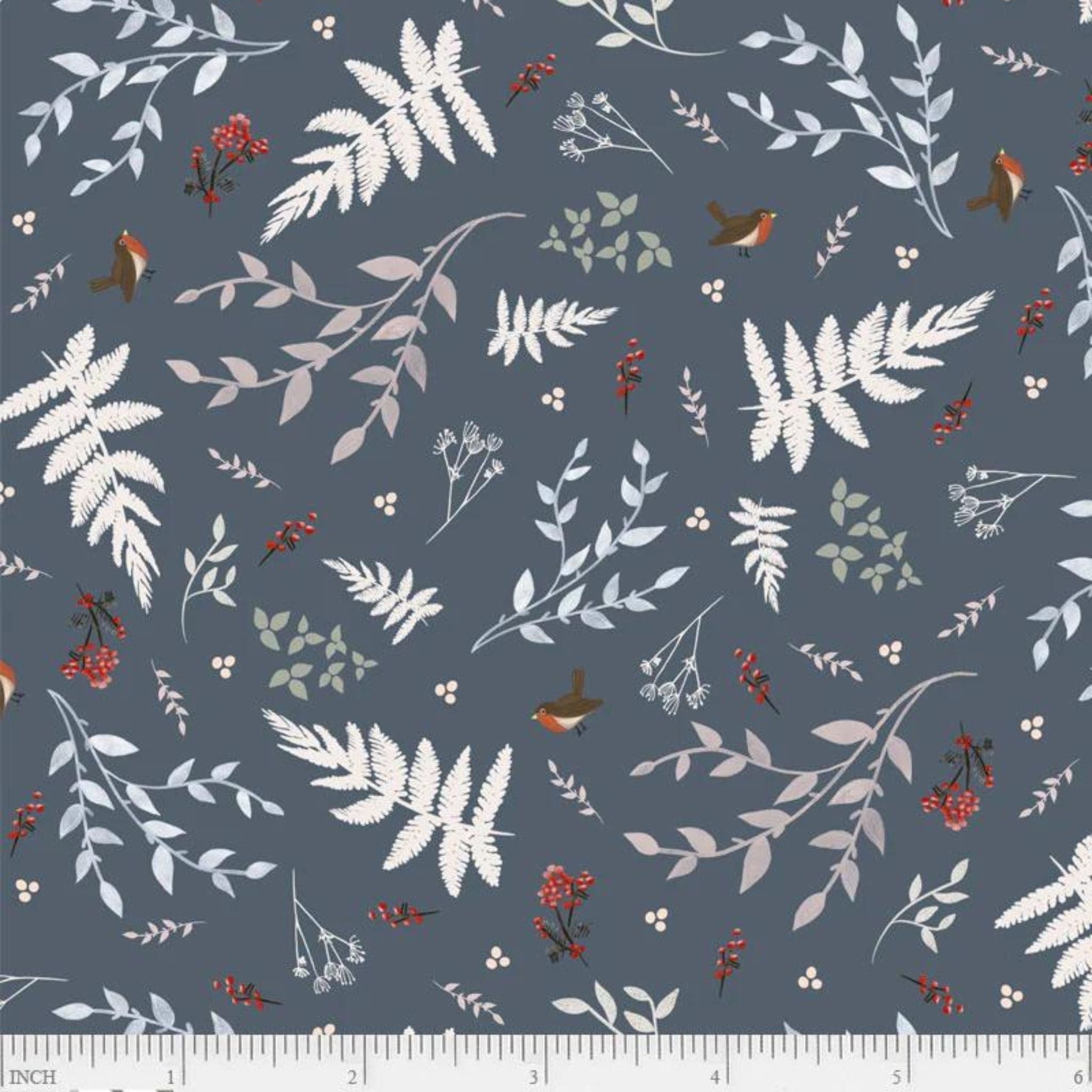 Fabric Moths on dark navy cotton fabric - Fawn'd of You - P & B Textiles