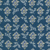 Navy cotton lawn with geometric shapes and leaves - Le Midi Lawn by Sevenberry