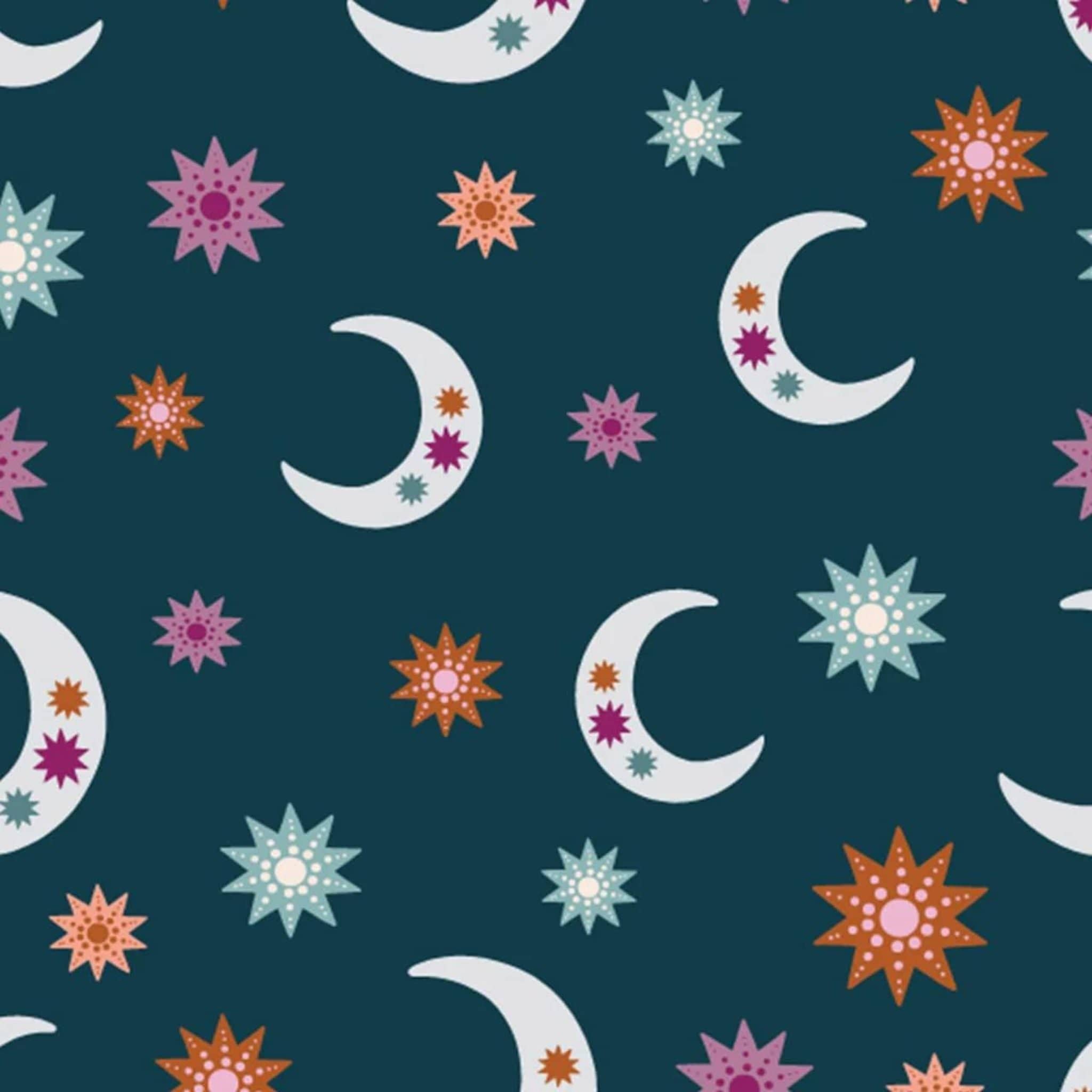 Fabric Navy moon and stars cotton fabric - Night and Day - Dashwood Studio