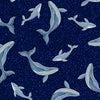 Glow in the dark whales on a dark blue speckled cotton - Ocean Glow by Lewis and Irene