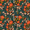 cotton fabric Orange mushrooms on black cotton fabric - Flora and Fauna - Dear Stella