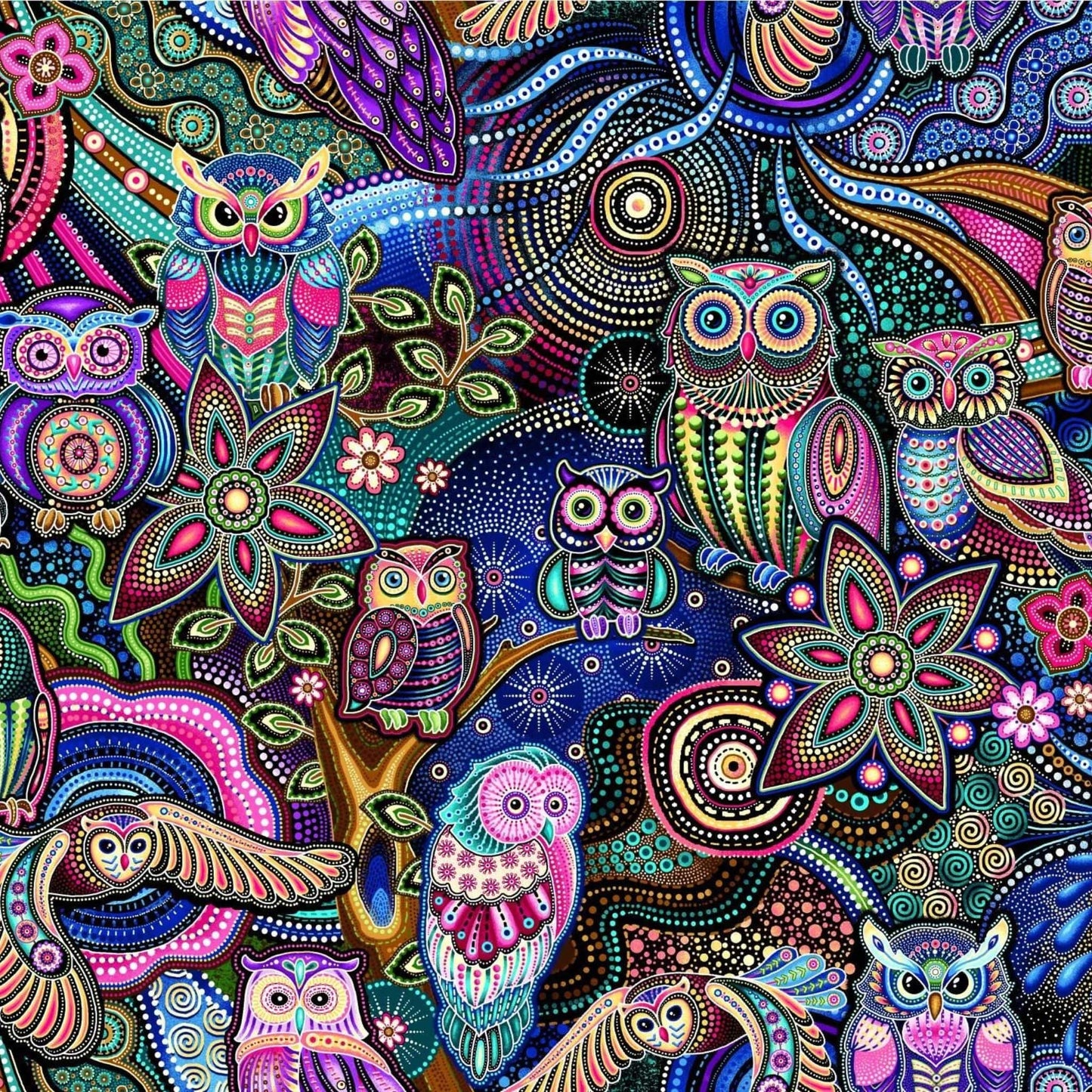 Cotton Fabric Owls - Sahul Land - Oasis Fabrics
