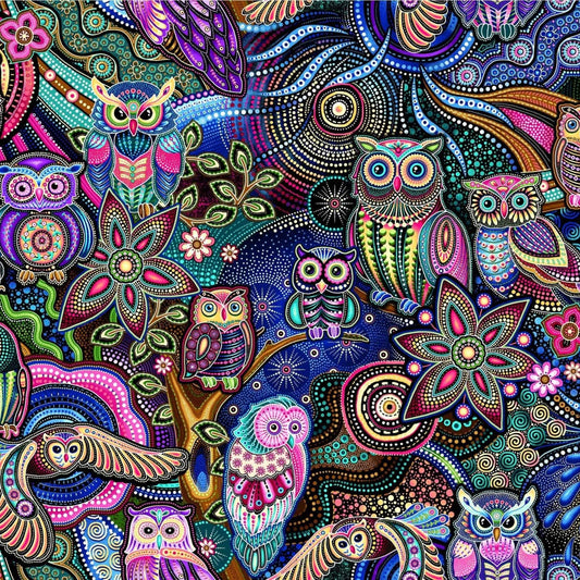 Cotton Fabric Owls - Sahul Land - Oasis Fabrics