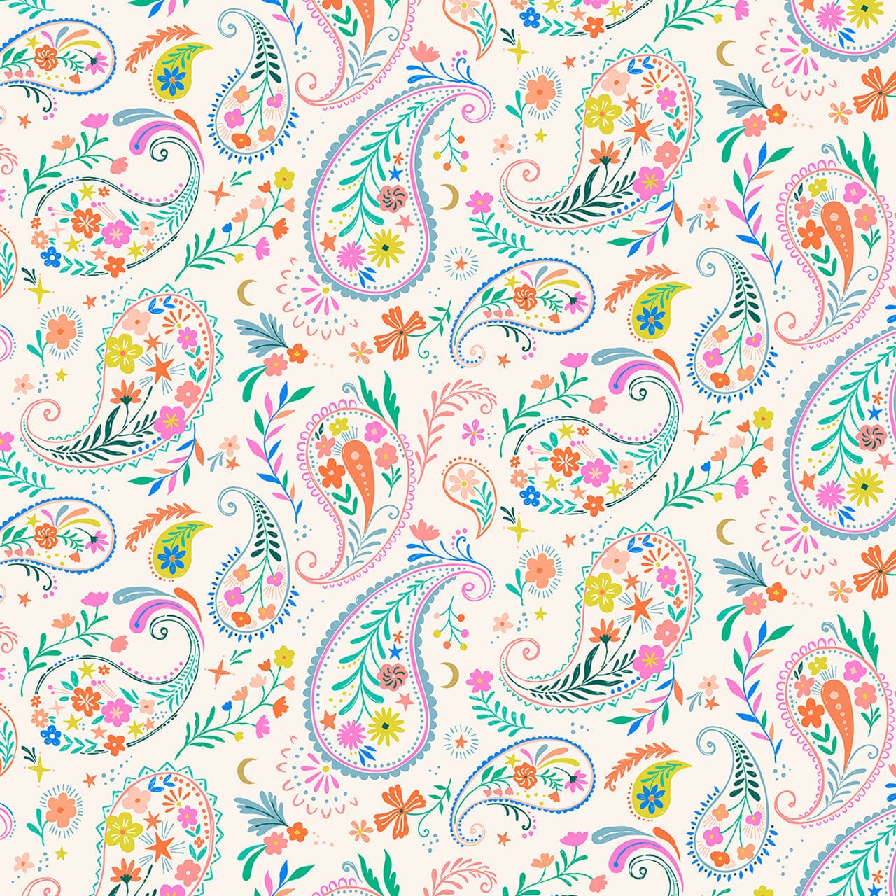 cotton fabric Paisley on cream - Songbird - Dashwood Studio