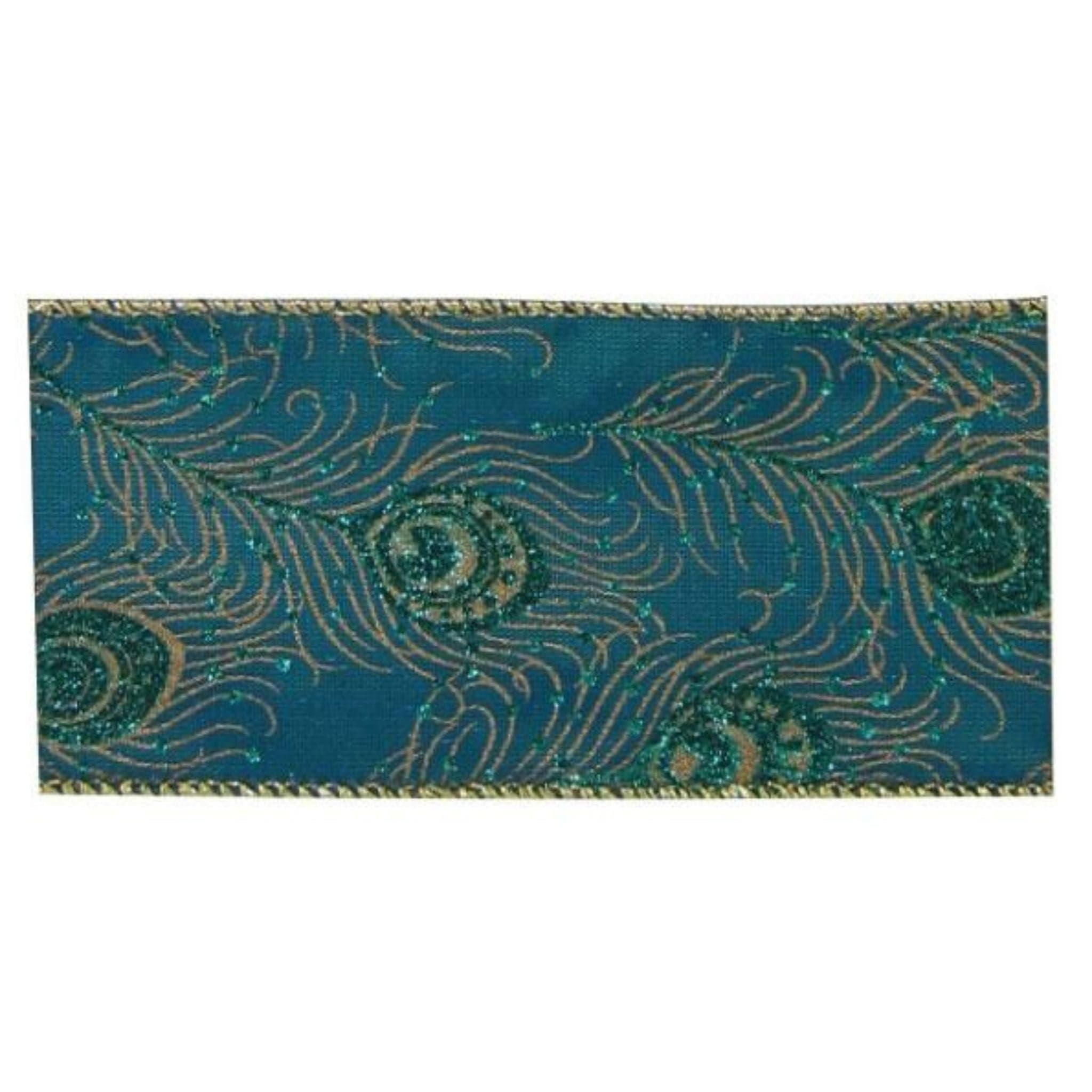 ribbon Peacock Christmas wired ribbon - 10 yards RI6963