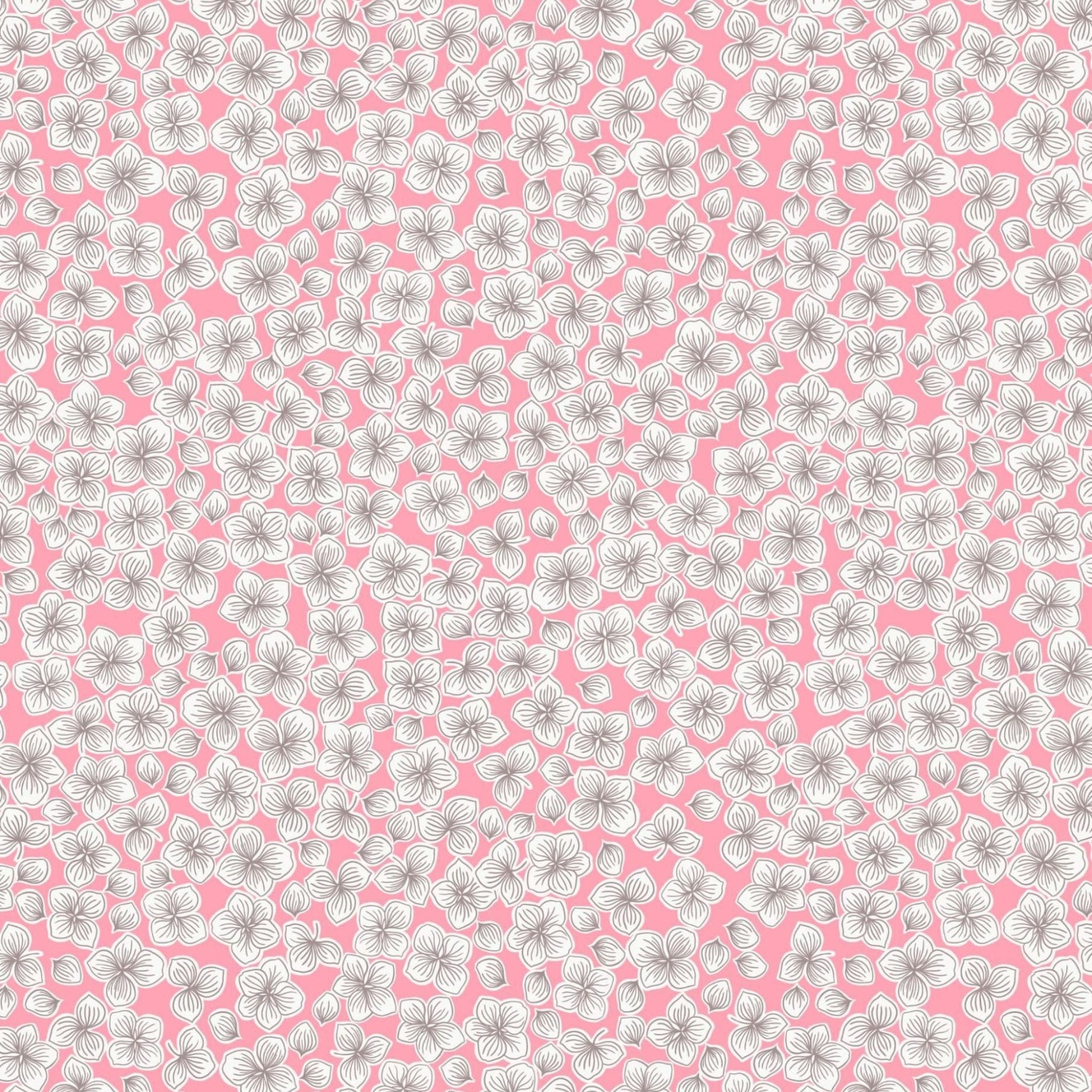 Fabric Petals on pink cotton fabric - Love Blooms by Lewis & Irene