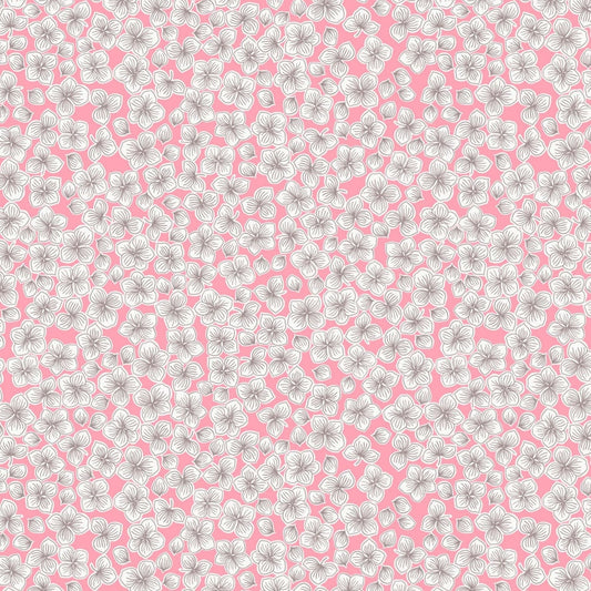 Fabric Petals on pink cotton fabric - Love Blooms by Lewis & Irene