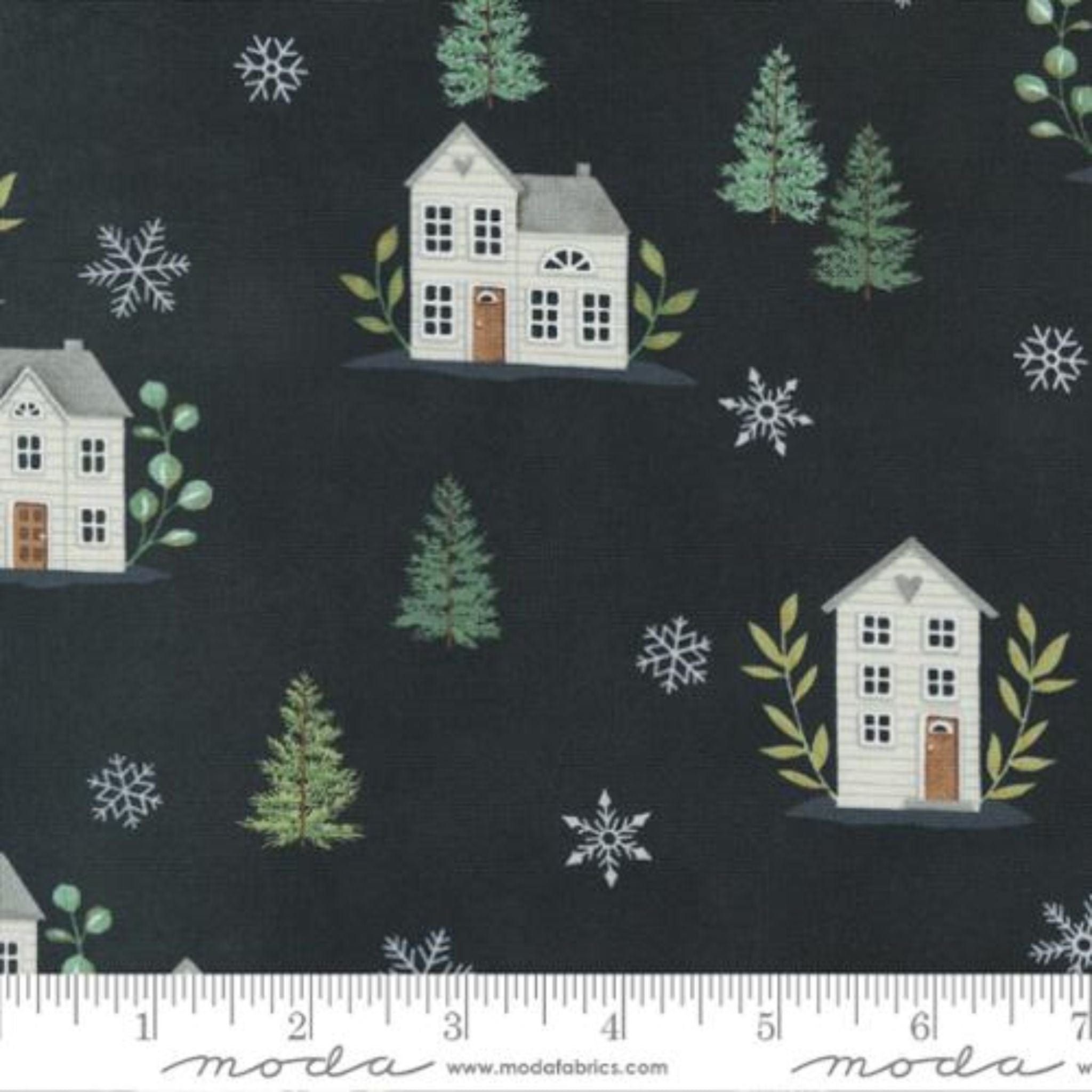 Fabric Pinecones on green cotton fabric - Holidays at Home - Moda