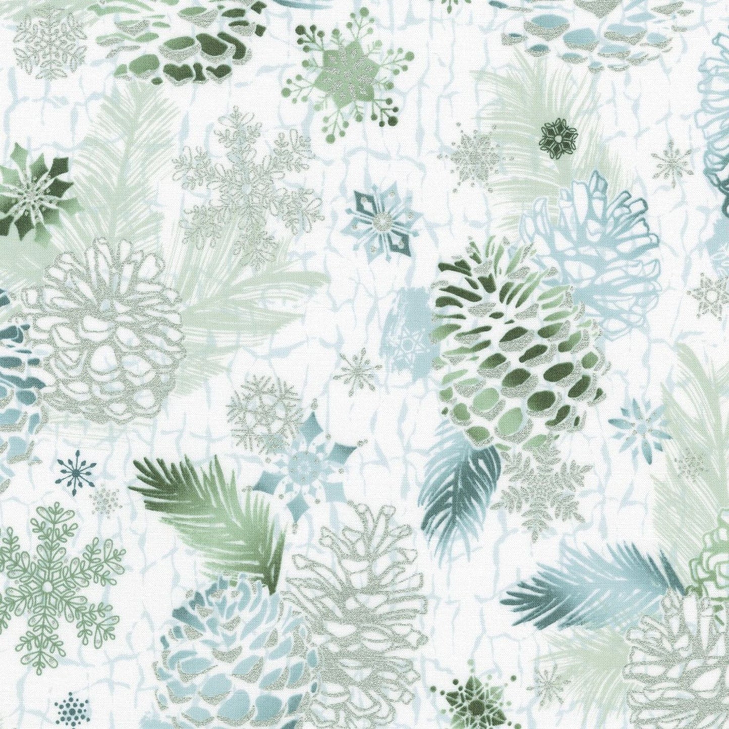 Pinecones on Grey - Winterstone - Robert Kaufman