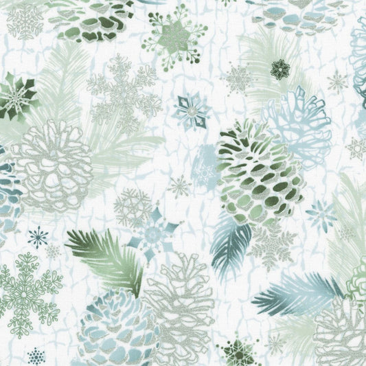 Pinecones on Grey - Winterstone - Robert Kaufman