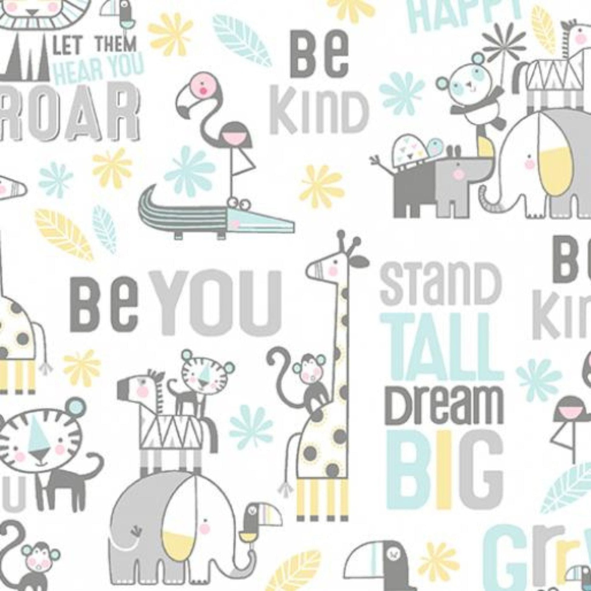 cotton fabric Pink elephants brushed cotton - Snuggle in the Jungle - Benartex