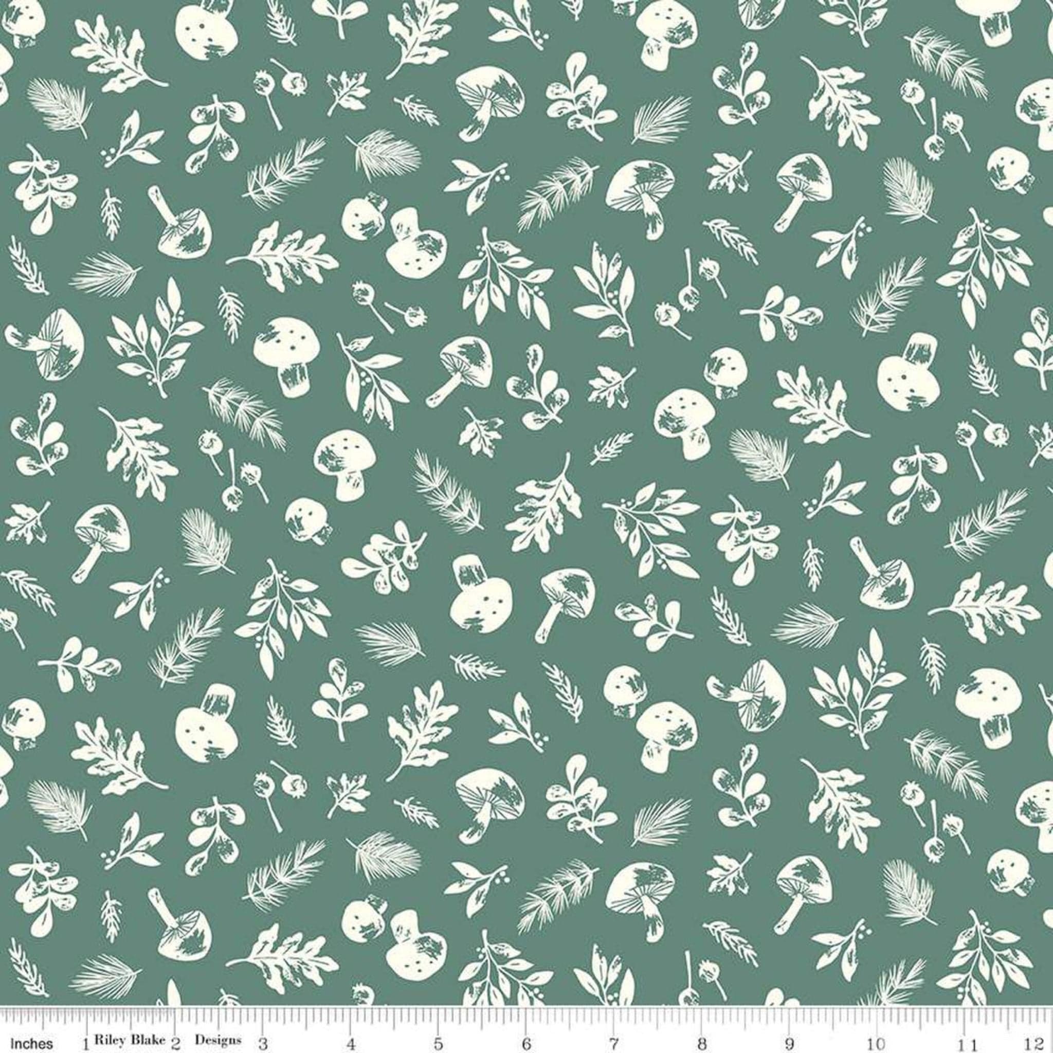 Fabric Poinsettia on cream cotton fabric - Yuletide Forest - Riley Blake