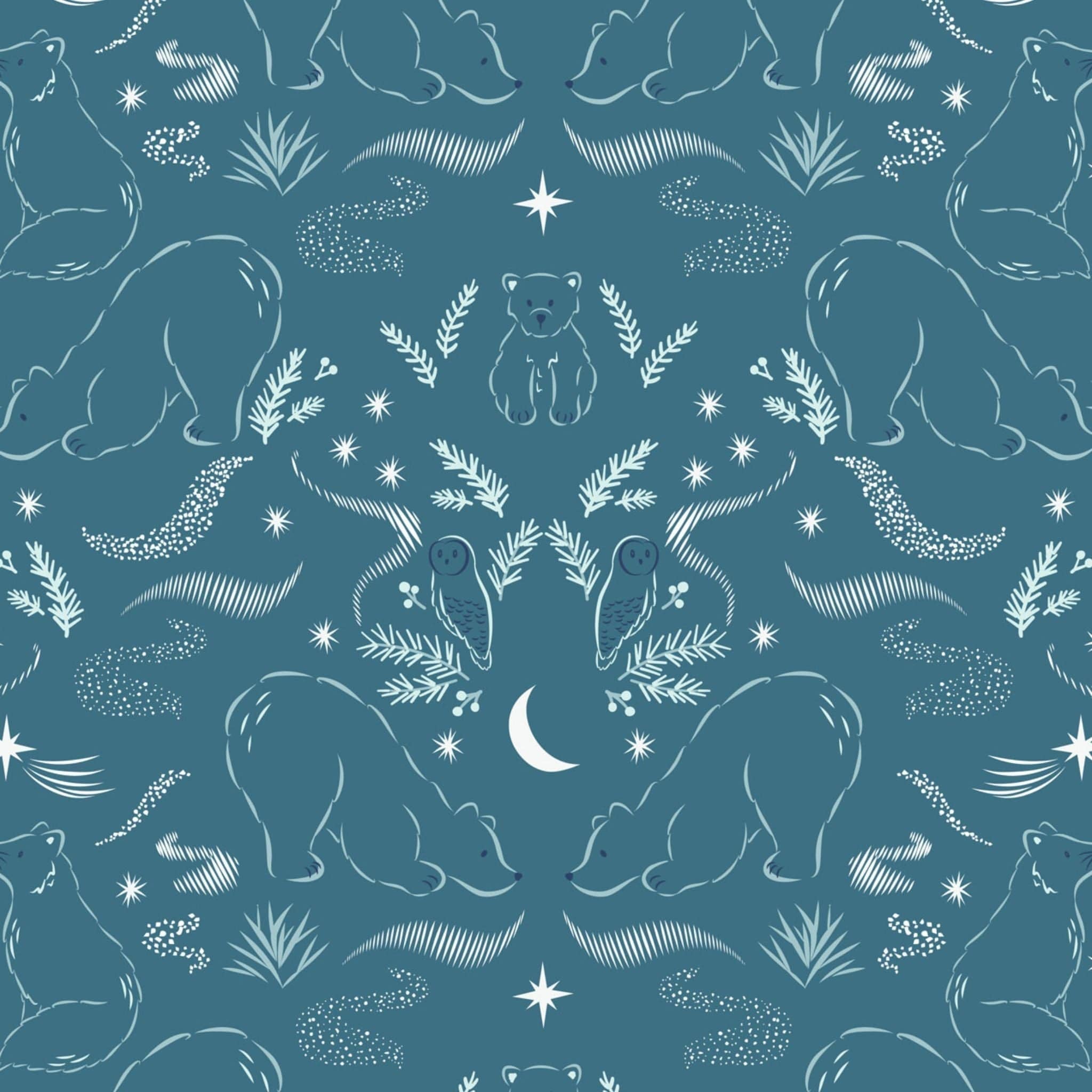 cotton fabric Polar animals on arctic blue - Arctic Adventure - Lewis & Irene