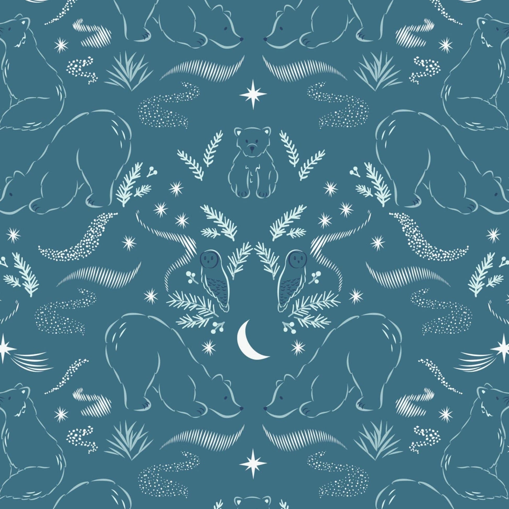 cotton fabric Polar animals on arctic blue - Arctic Adventure - Lewis & Irene