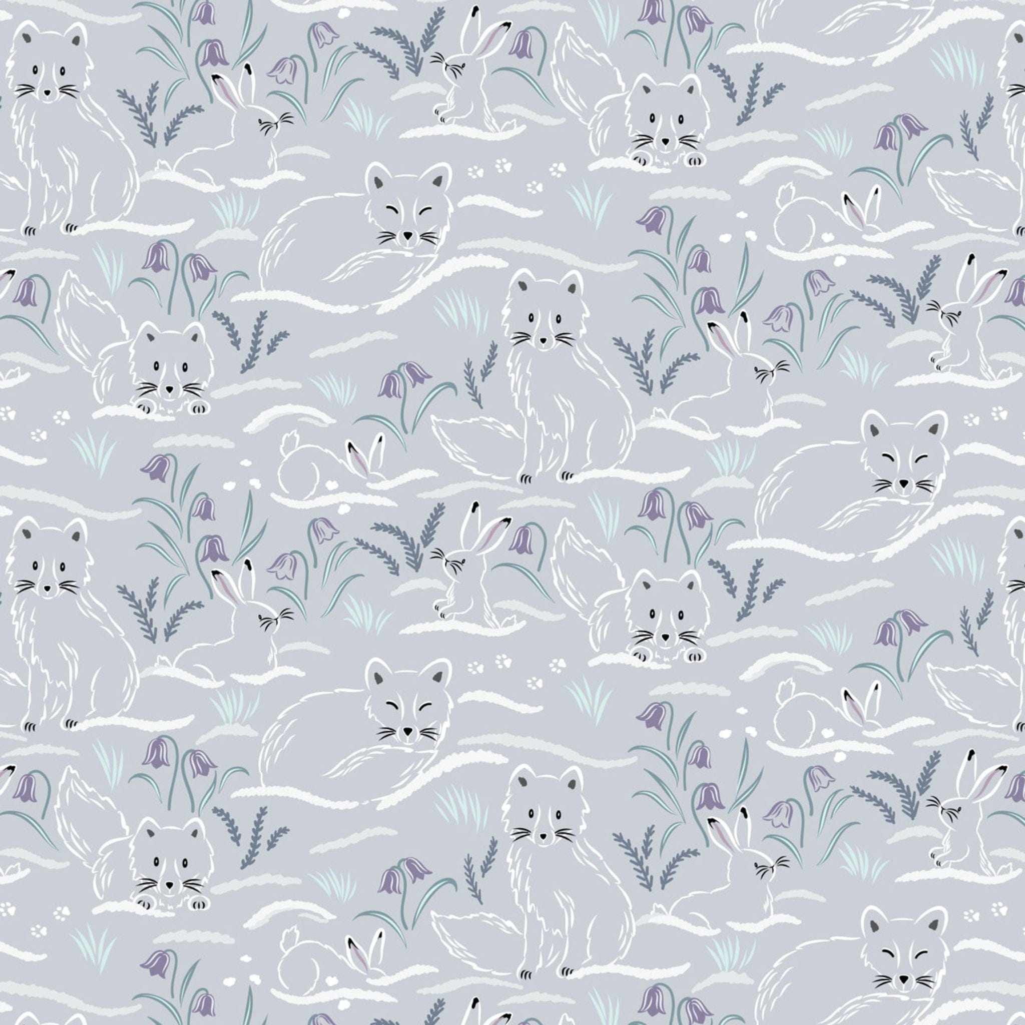 cotton fabric Polar animals on arctic blue - Arctic Adventure - Lewis & Irene