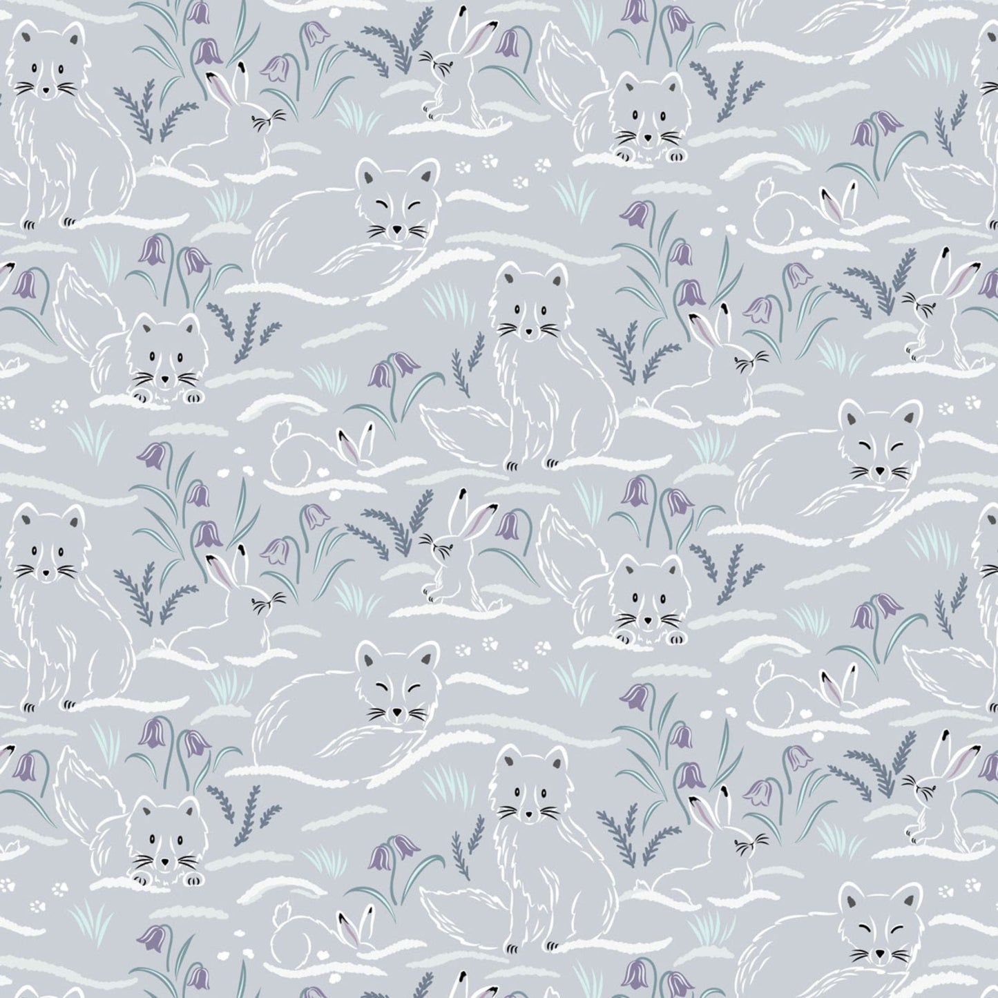 cotton fabric Polar animals on teal cotton - Arctic Adventure - Lewis & Irene