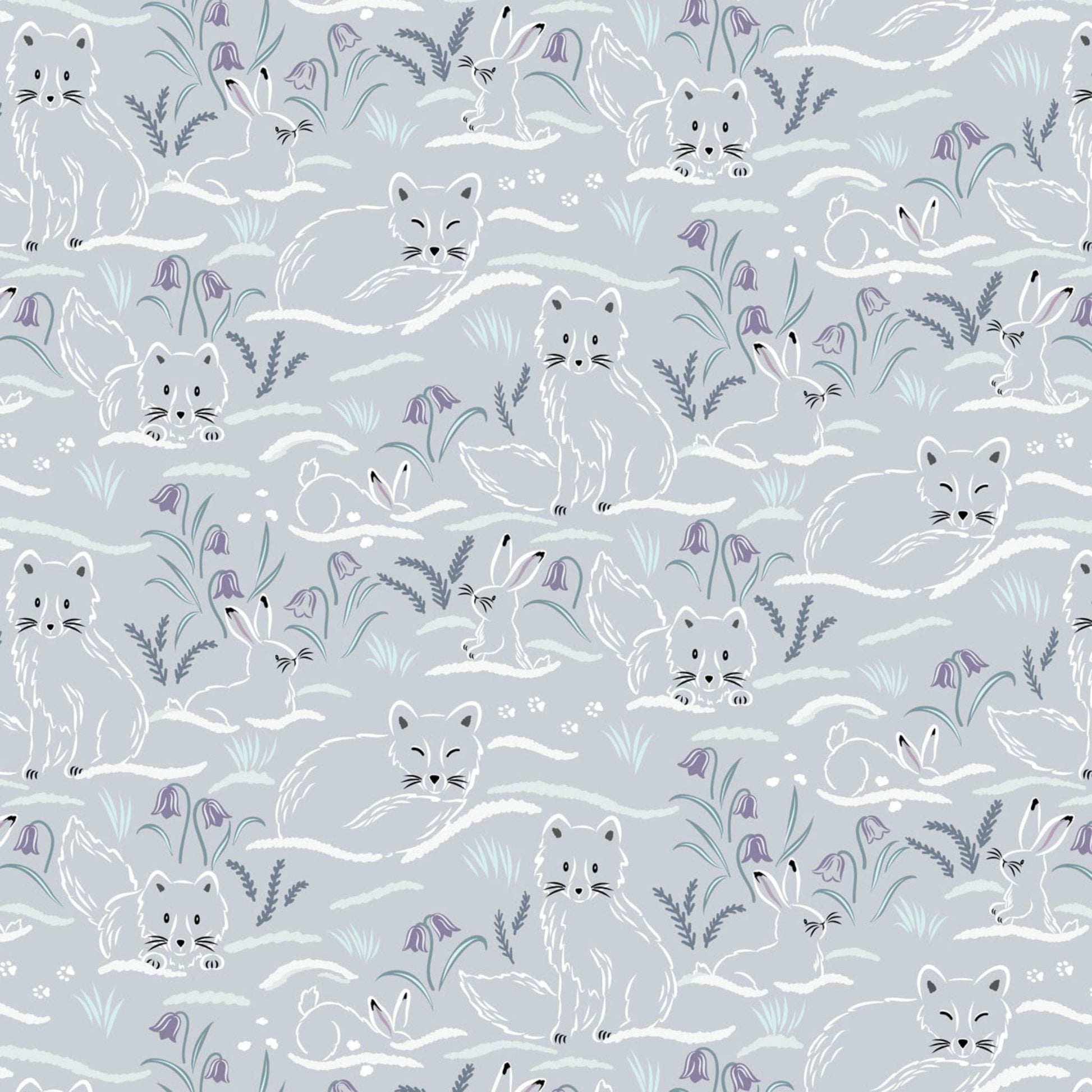 cotton fabric Polar animals on teal cotton - Arctic Adventure - Lewis & Irene