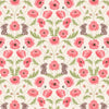 Poppies and mirrored hares on cream cotton fabric - Poppies by Lewis and Irene P761.3