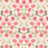 Poppies and mirrored hares on cream cotton fabric - Poppies by Lewis and Irene P761.3