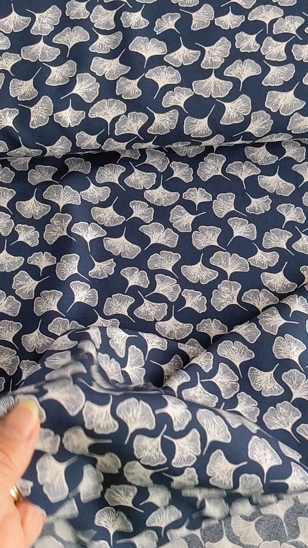 Petals on navy ananda viscose fabric