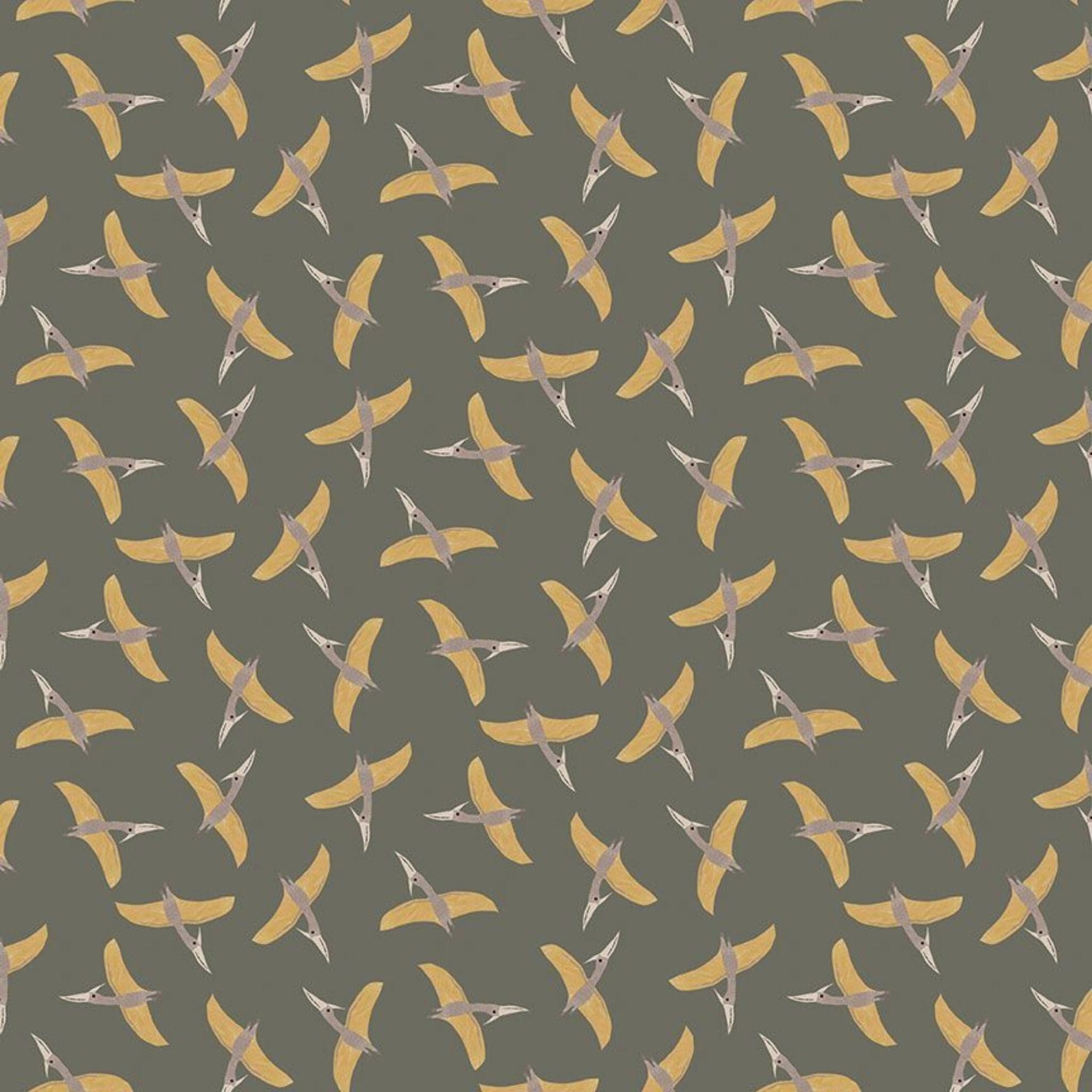 Fabric Pterosaur on olive cotton  - D is for Dinosaur - Dear Stella - DLT2347