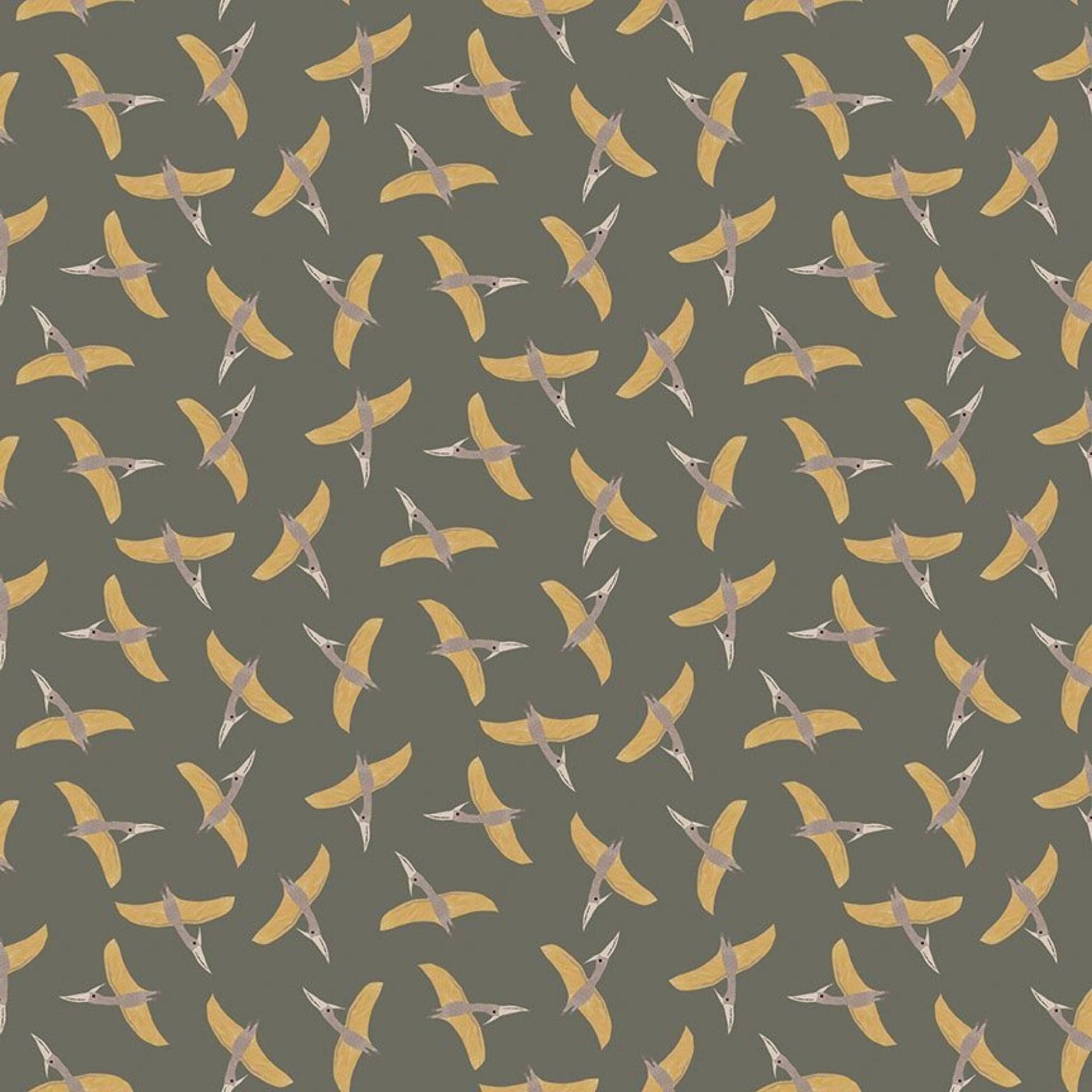 Fabric Pterosaur on olive cotton  - D is for Dinosaur - Dear Stella - DLT2347