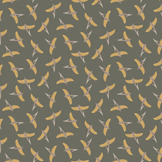 Fabric Pterosaur on olive cotton  - D is for Dinosaur - Dear Stella - DLT2347