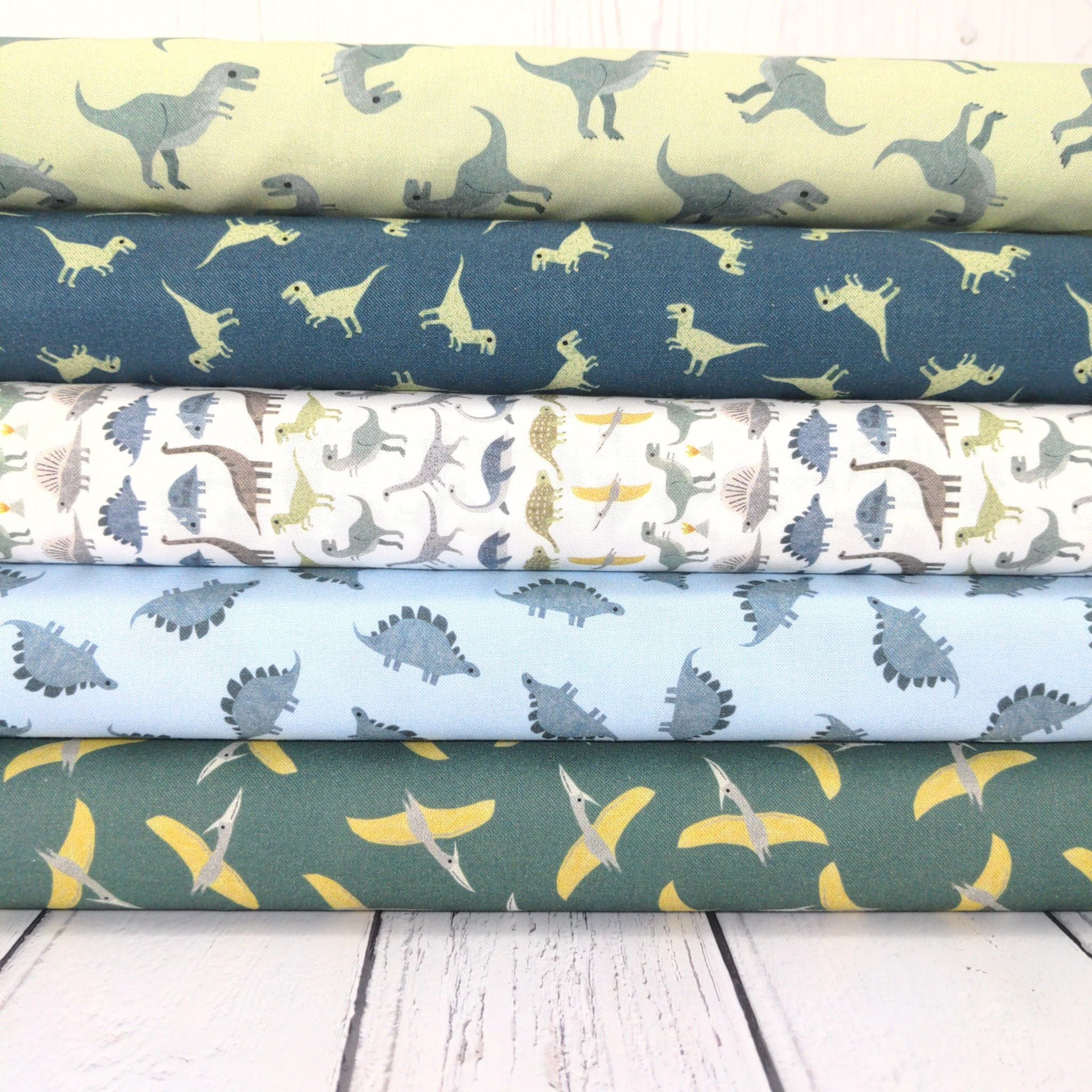 Fabric Pterosaur on olive cotton  - D is for Dinosaur - Dear Stella - DLT2347