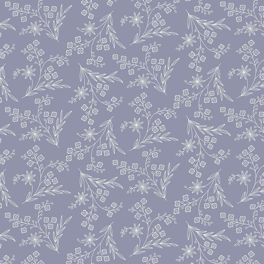 cotton fabric Purple birds on cream - Abloom - Makower