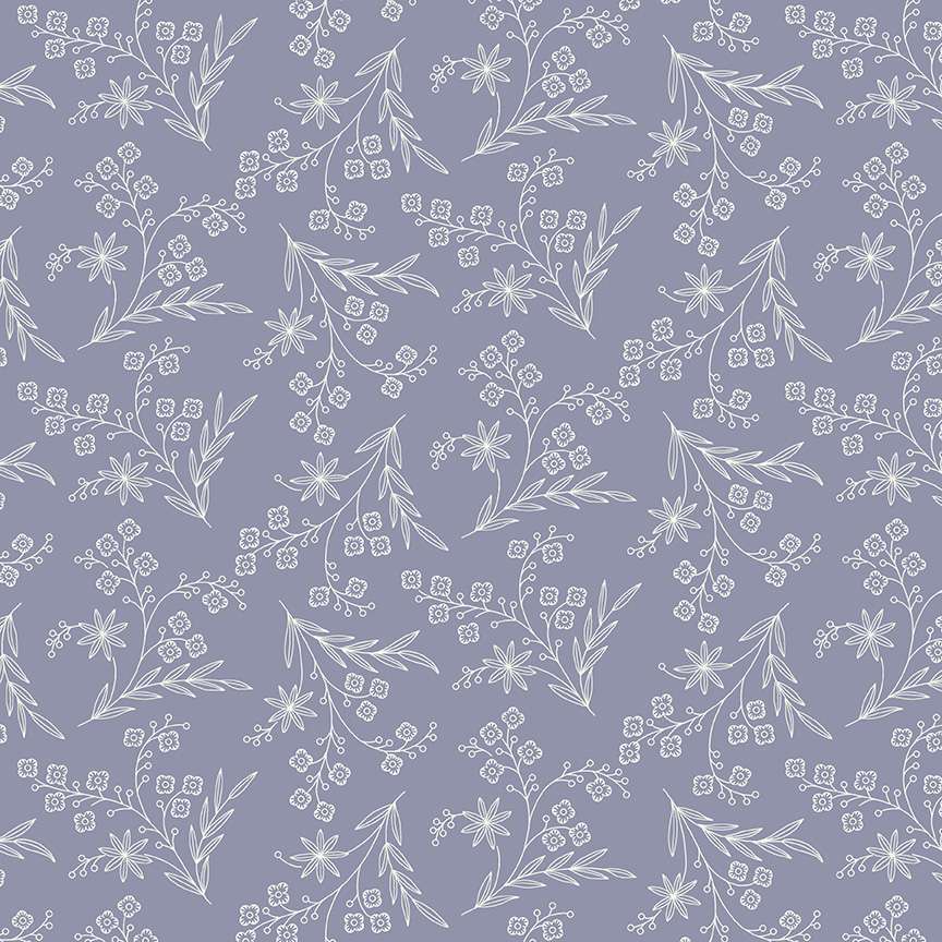 cotton fabric Purple poppies on cream - Abloom - Makower