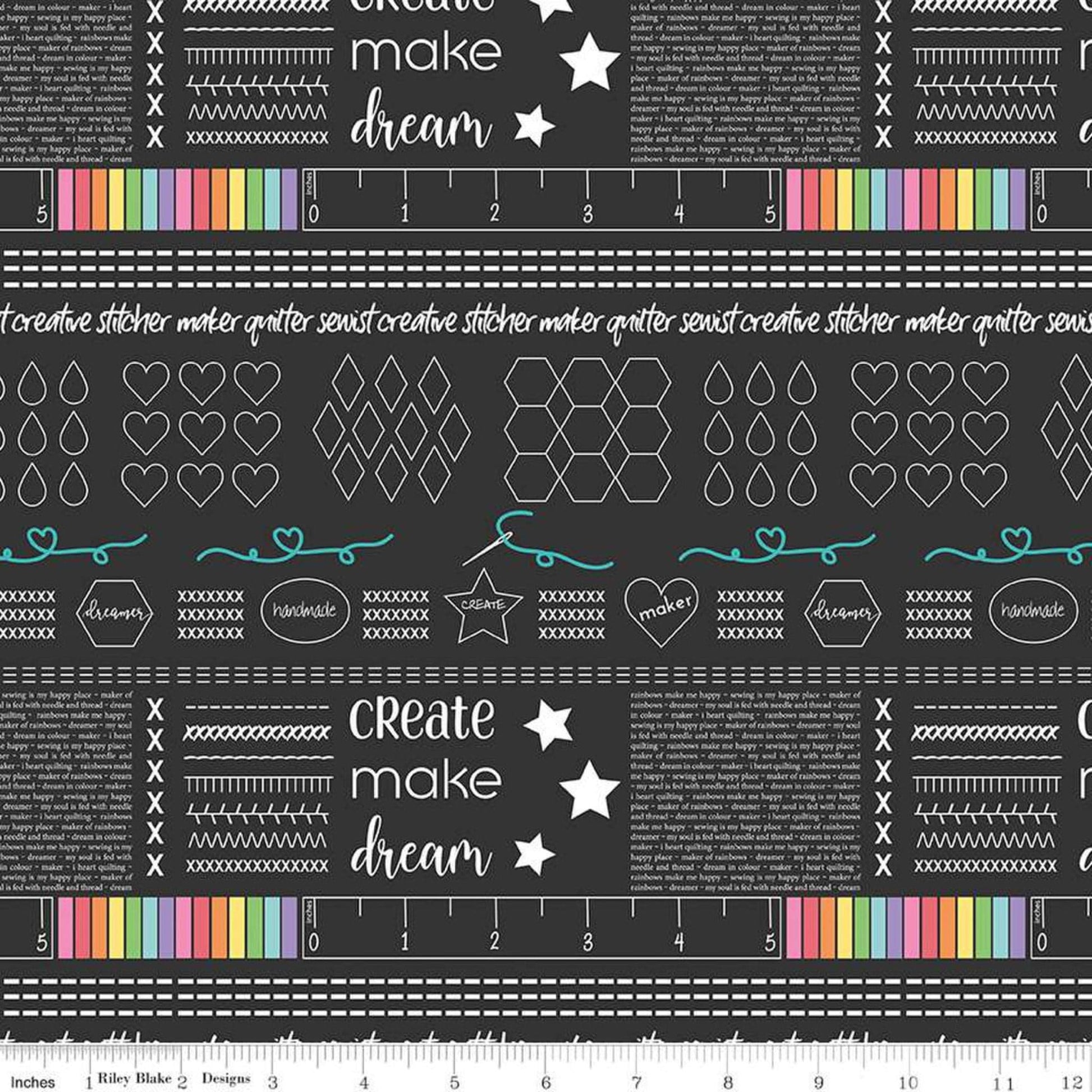 Fabric Rainbow sewing machines on pink cotton fabric - Make - Riley Blake