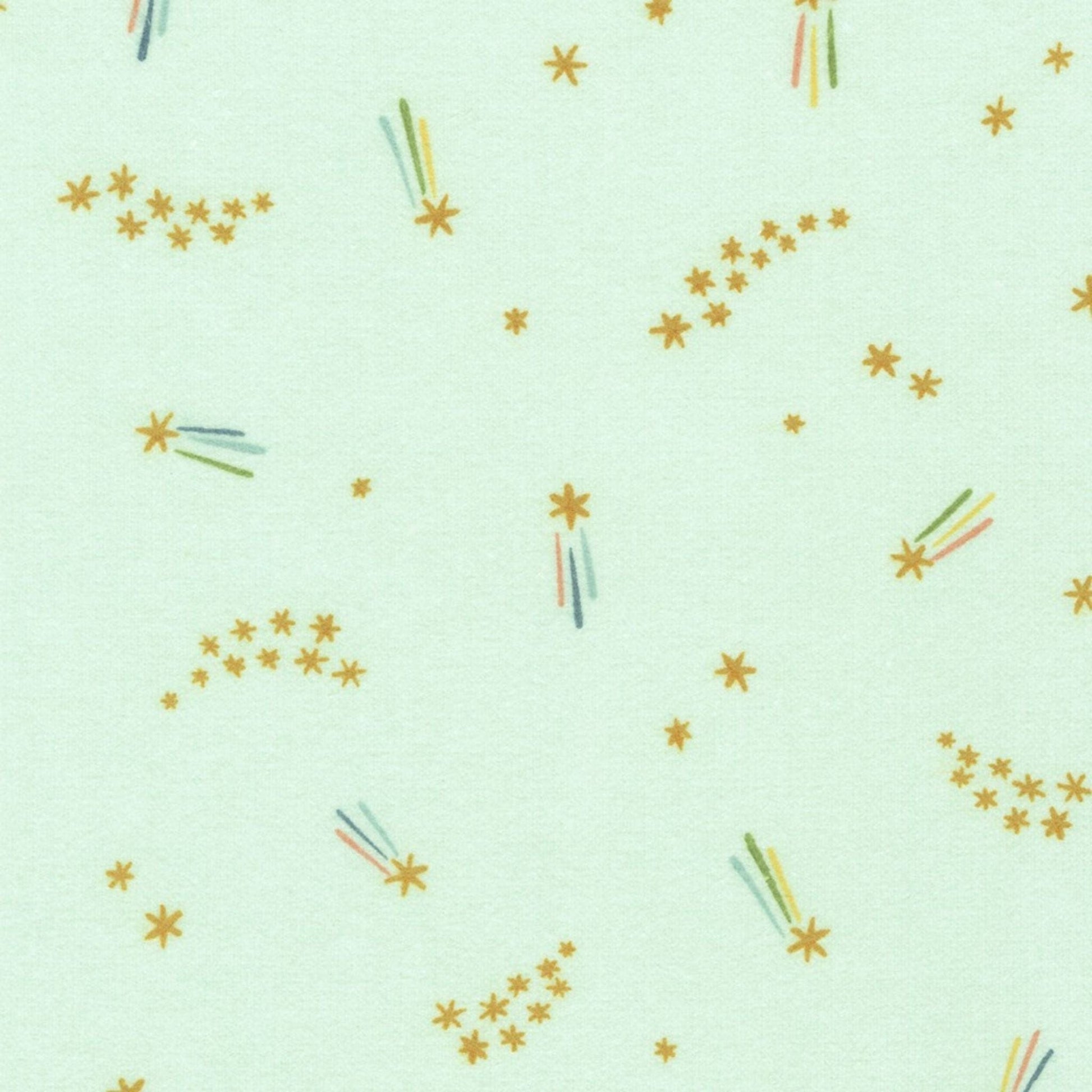 Fabric Raindrops on mustard brushed cotton flannel - Over the Moon Cozy Cotton - Robert Kaufman